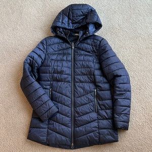 Barbour hooded women’s puffer jacket navy blue- US size 10